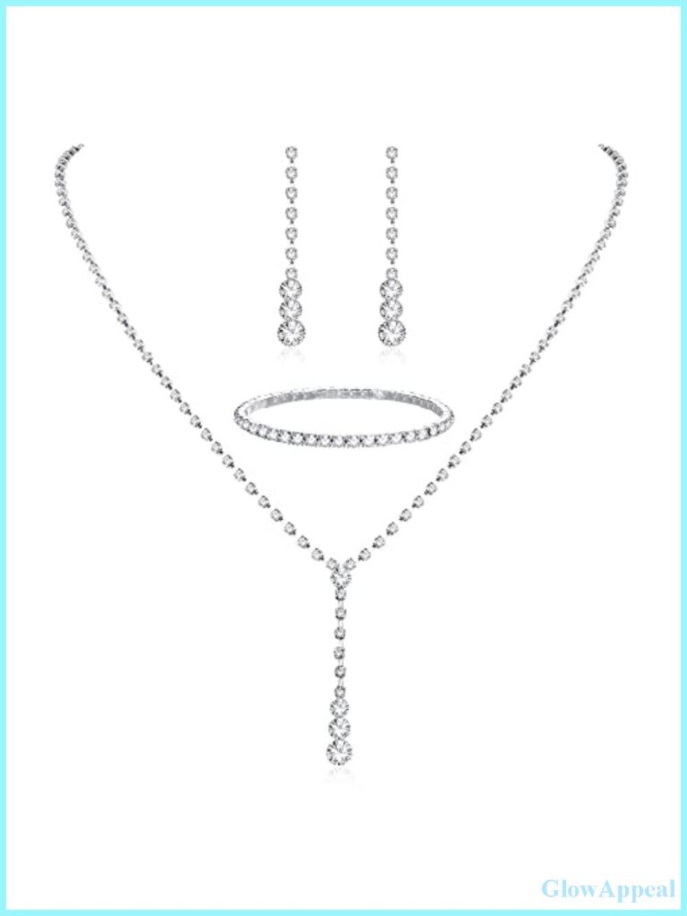 Crystal Rhinestone Wedding Jewelry Set Necklace Bracelet Earrings